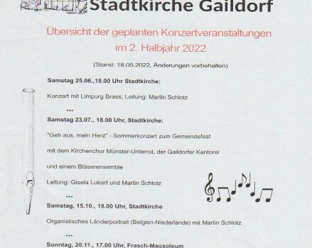 Musik an der Stadtkirche Gaildorf, 2. Halbjahr 2022